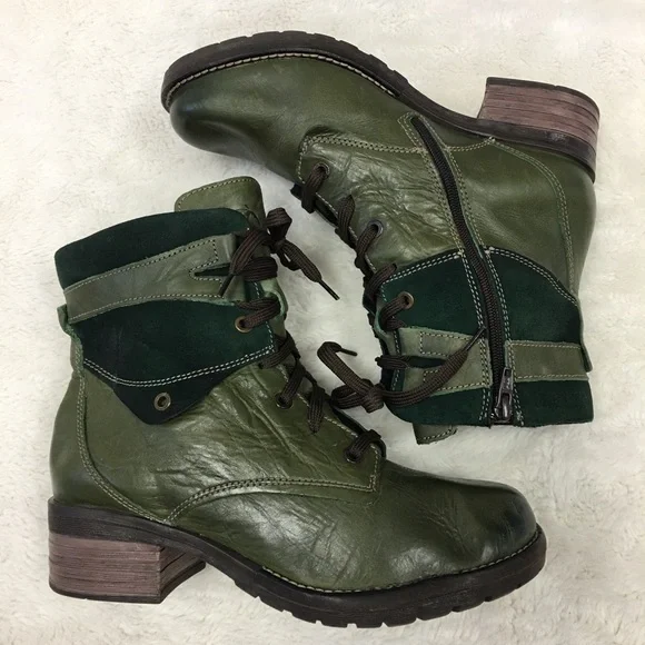 Dromedaris Kara Green Laced Boots Size 39 - Picture 2 of 10